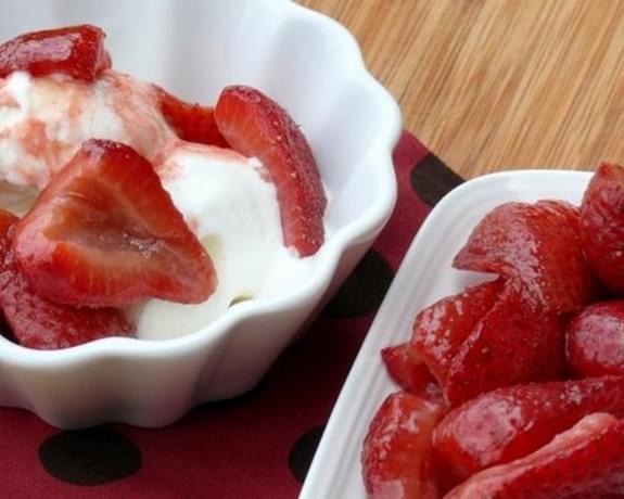 Roasted Strawberries with Vanilla Ice Cream