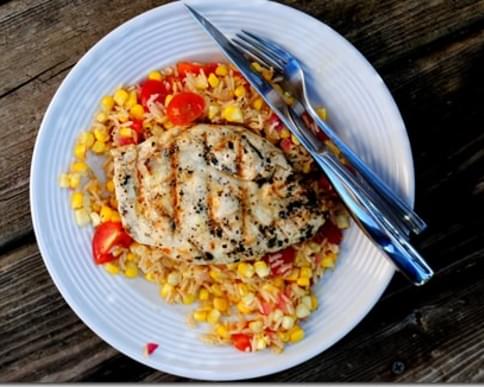 Grilled Lemon Chicken with Sweet Corn & Tomatoes