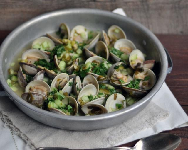 Clams with Mirin, Lime and Cucumber