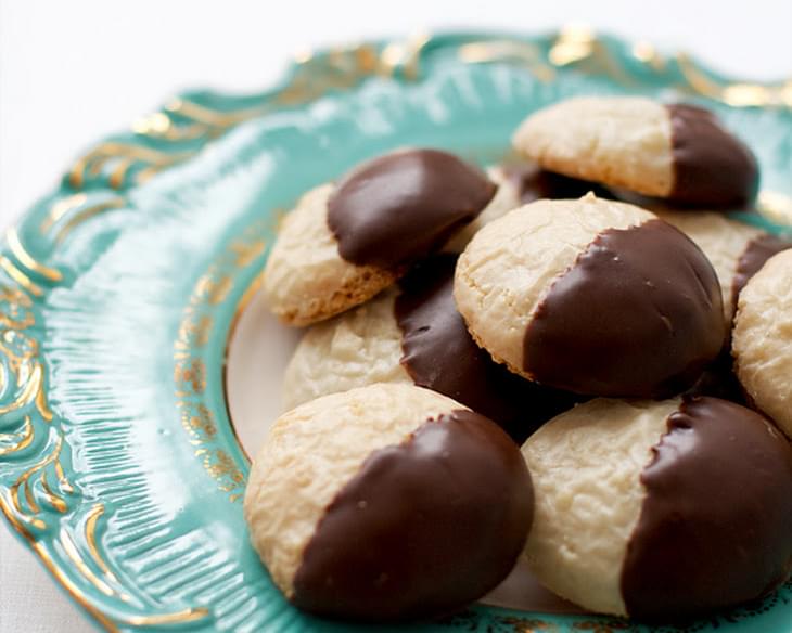 Chocolate Dipped Almond Macaroons