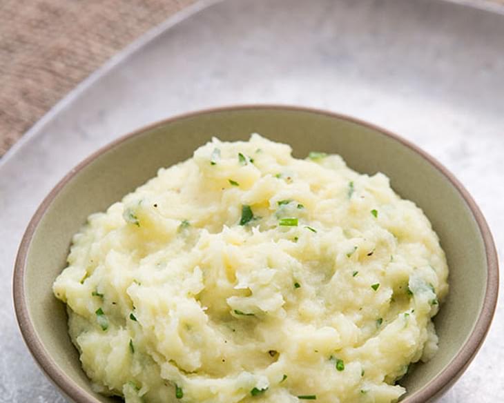 Mashed Parsnips and Potatoes with Chives and Parsley