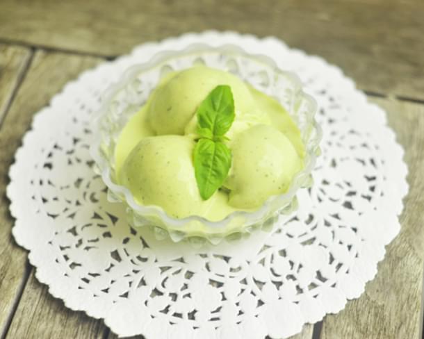 Homemade Lemon Basil Ice Cream