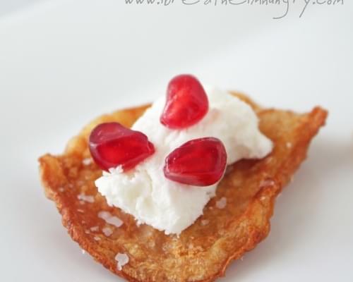 Crispy Chicken Skin with Goat Cheese and Pomegranate (Low Carb & Gluten Free)