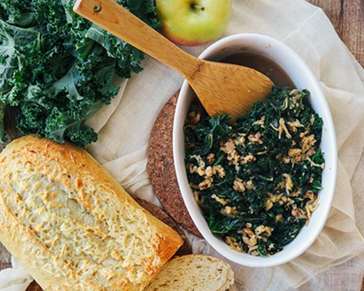 Sweet Braised Kale with Apples and Nuts