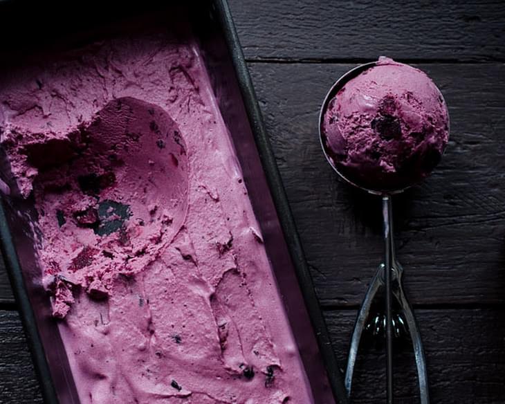 Roasted Blueberry Creme Fraiche Ice Cream