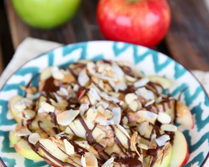 Chocolate Peanut Butter Apples with Coconut and Almonds