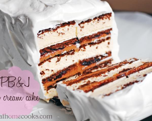Easy Peanut Butter and Jelly Ice Cream Cake
