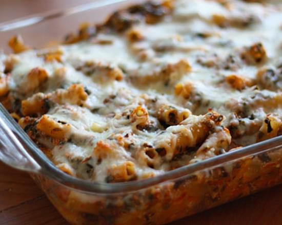 Low Fat Baked Ziti with Spinach