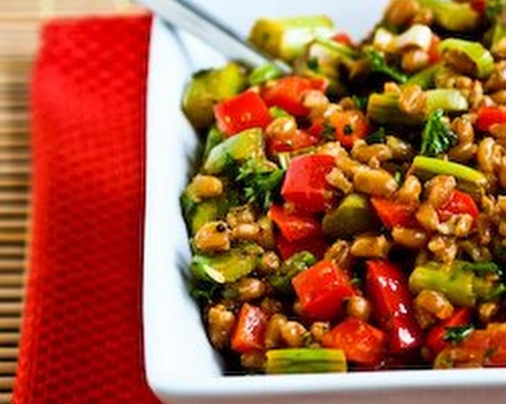 Farro Salad with Asparagus, Red Bell Pepper, and Sun-Dried Tomato Vinaigrette
