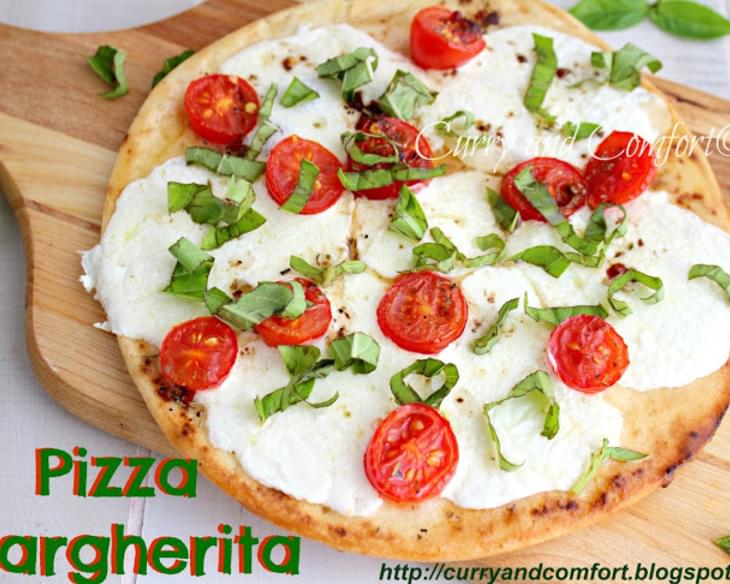 Pizza Margherita on a Garlicky Naan Crust