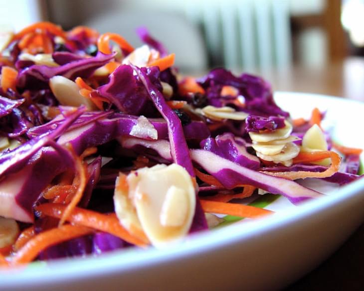 Purple Cabbage Salad with Currants, Carrots, and Almonds