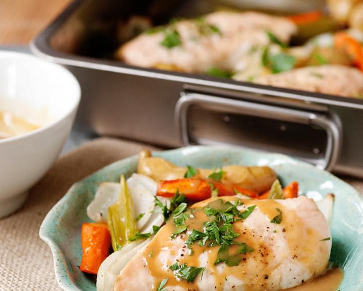 Roasted Chicken and Vegetables with Maple Mustard Sauce