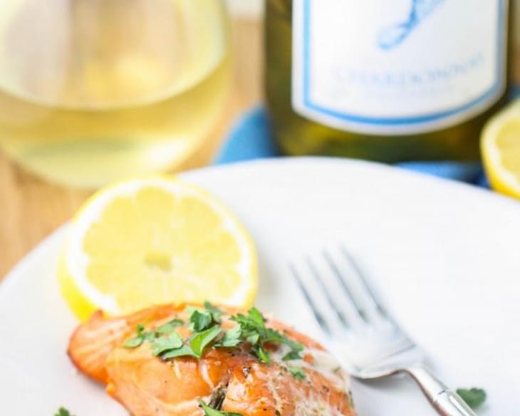 Grilled Salmon with Chardonnay Herb Sauce