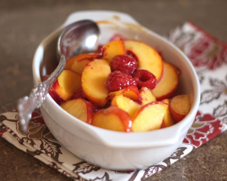 Baked Peaches and Raspberries with Lemon Curd