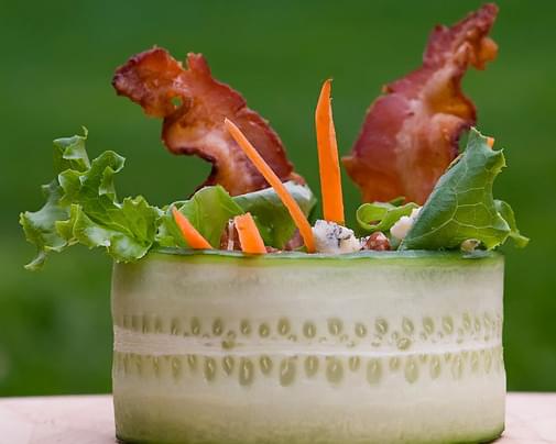 Cucumber Wrap Salad with Bacon and Blue Cheese