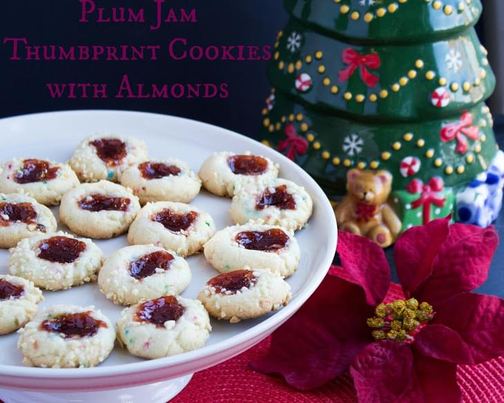Plum Jam Thumbprint Cookies with Almonds