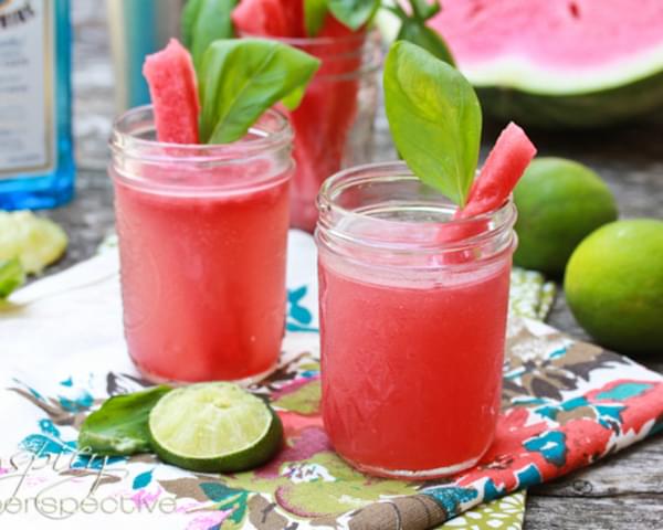 Gin Cocktail ~ Watermelon Basil Bramble Cocktail