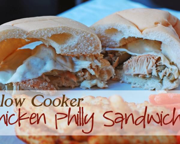 Chicken Philly Sandwiches in the Slow Cooker