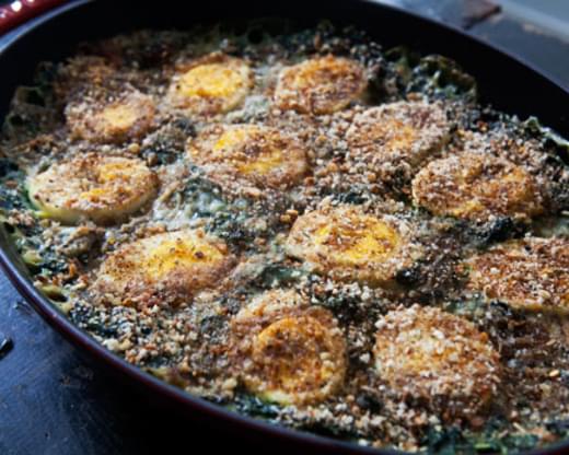 Spinach Gratin with Hard Boiled Eggs