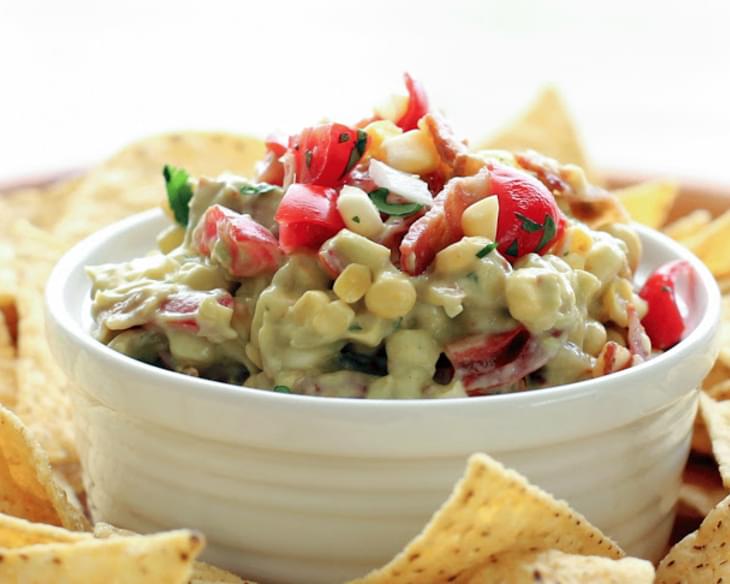 Fresh Corn Dip with Bacon, Avocado and Tomatoes