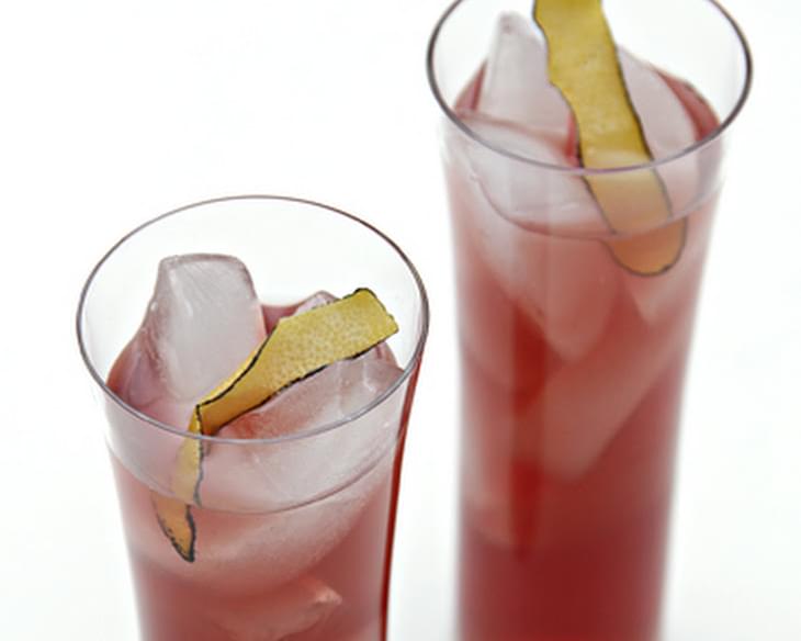Blackcurrant Cocktail with Coconut Water and Burnt Lemon Peel