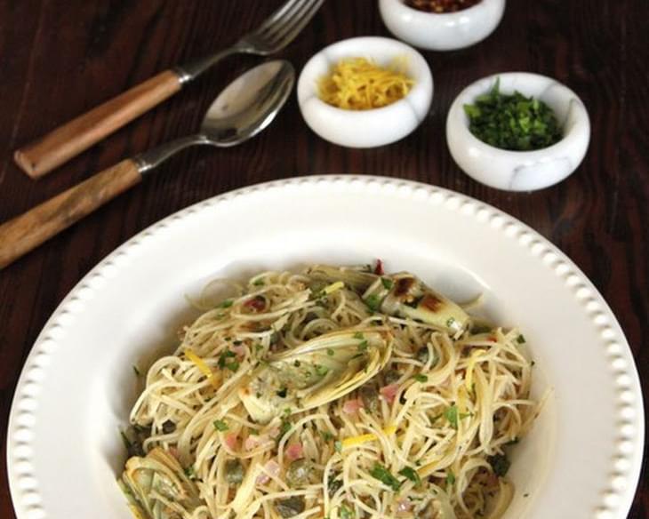 Lemon Butter Pasta with Artichokes and Capers