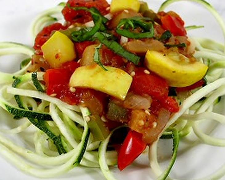 Zucchini Spirals with Fresh Vegetable Sauce