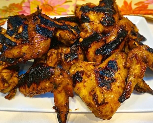 Grilled Chicken Wings with Molasses Barbecue Sauce