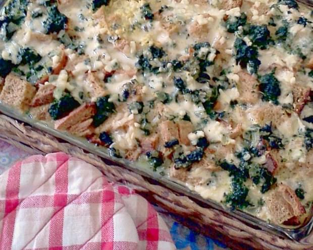 Spinach Strata with Gruyere Cheese