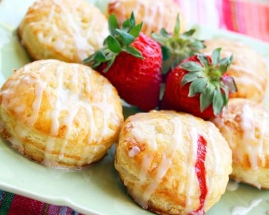 Fruit-Filled Puff Pastry Donuts with Lemon Glaze