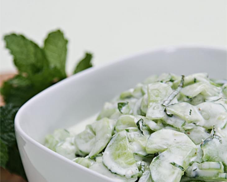 Cucumber Salad with Greek Yogurt and Mint