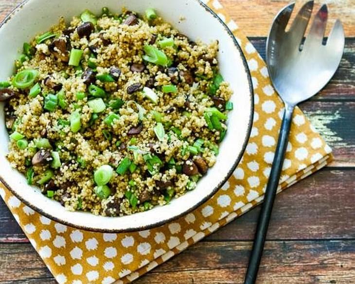 Quinoa Side Dish with Mushrooms, Green Onions, and Parmesan