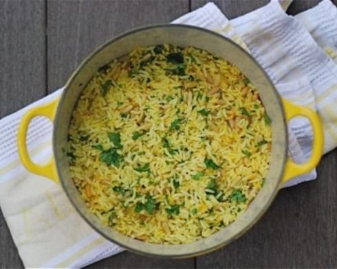Baked Saffron Rice with Pine Nuts & Parsley