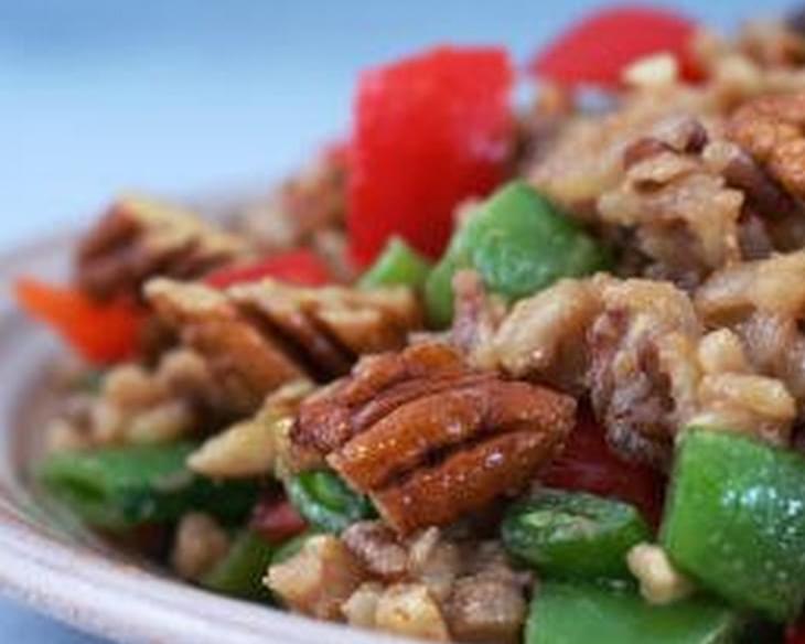 Brown and Wild Rice Salad with Snow Peas (or Sugar Snap Peas) and Peppers