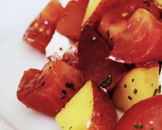 Tomato And Peach Salad With Goat Cheese