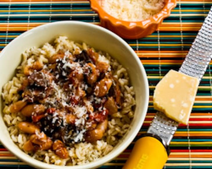 Mushroom, White Bean, and Tomato Stew with Parmesan