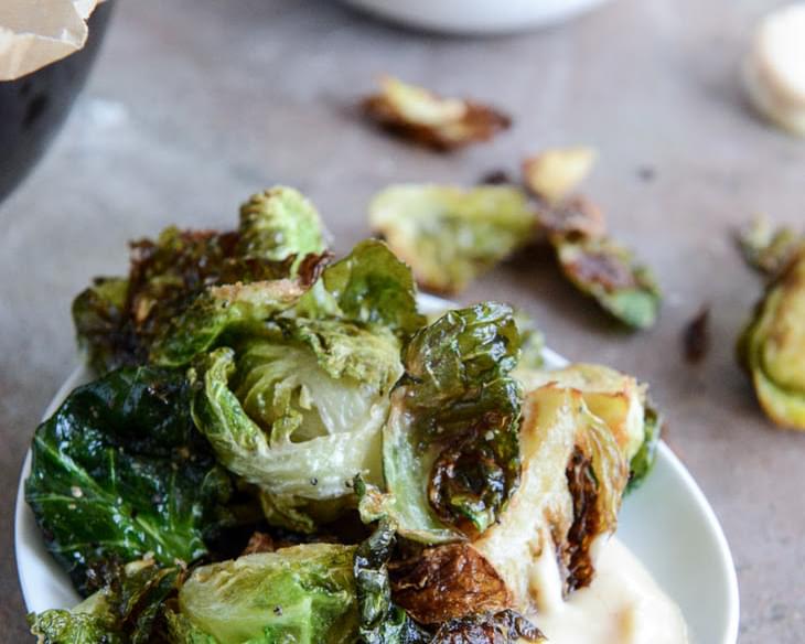 Fried Brussels Sprouts with Smoky Honey Aioli