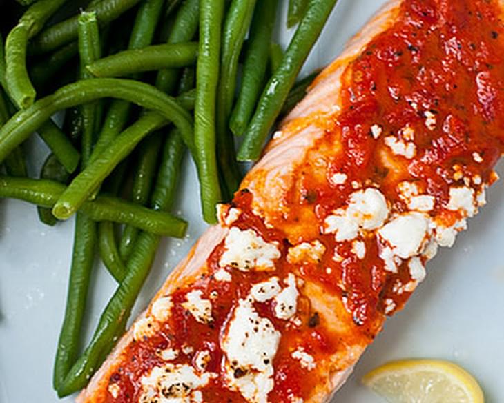 Salmon With Roasted Red Pepper Tapenade & Goat Cheese