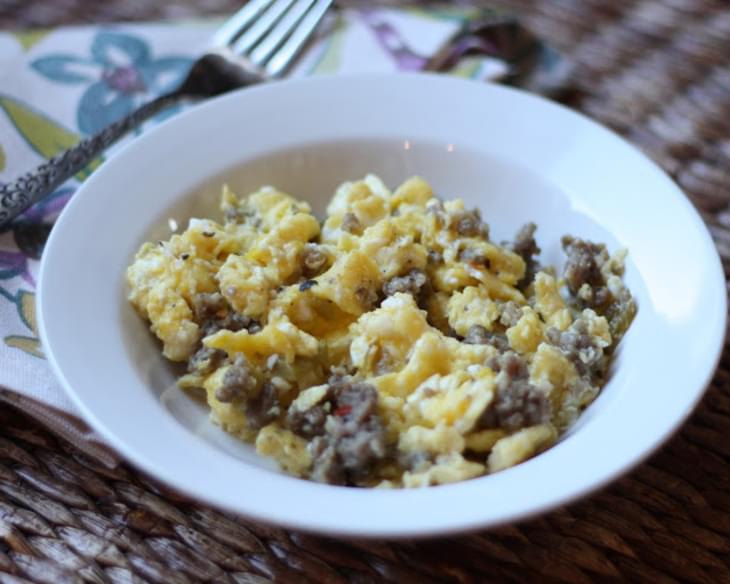 Green Chile and Sausage Scrambled Eggs