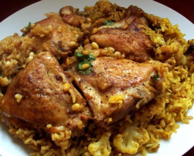 Maqluba - Up Side Down (Chicken & Rice)