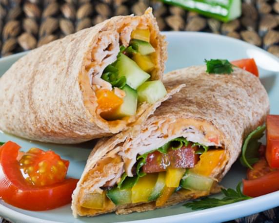 Turkey, Hummus and Veggie Wrap