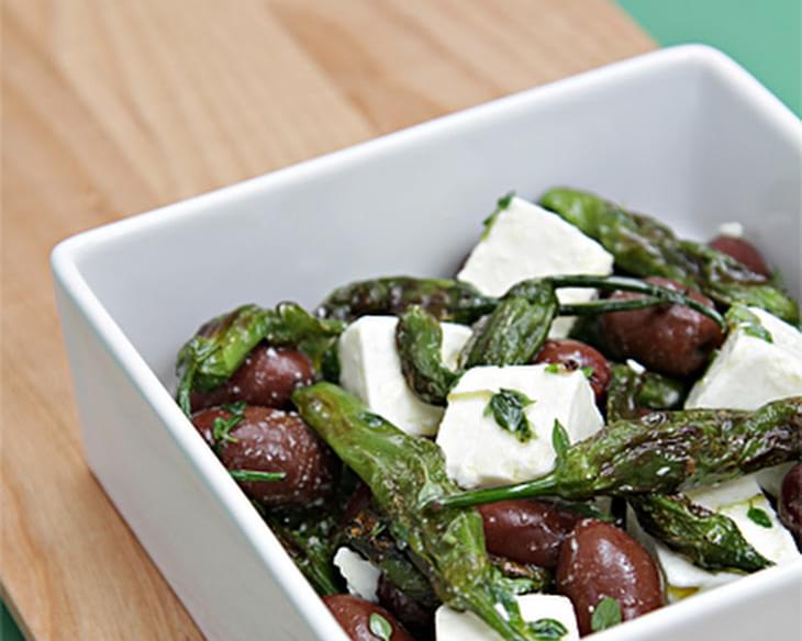 Marinated Feta with Pan-Roasted Shishito Peppers and Olives
