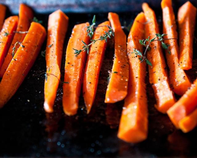 Thyme Roasted Carrots with Goat Cheese