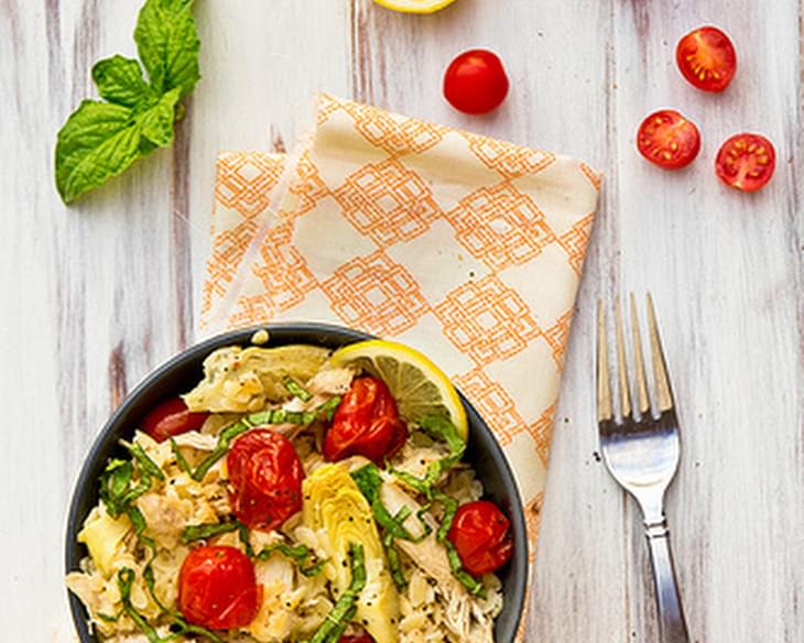 Lemony Orzo with Chicken and Roasted Tomatoes