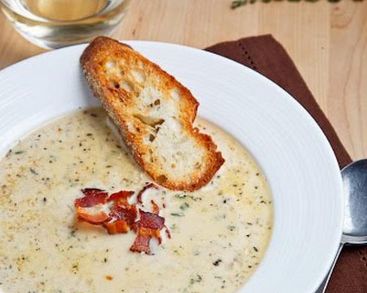 Roasted Cauliflower and Aged White Cheddar Soup