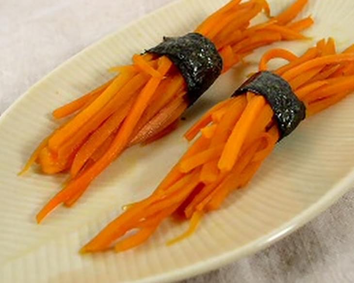 Carrot Stick Bundles Tied with Seaweed