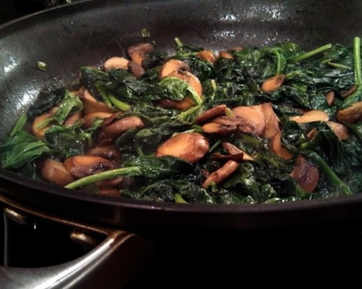 Spinach Sauteed with Mushrooms and Green Onions