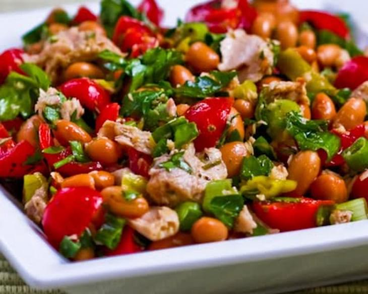 Spicy Pinto Bean and Tuna Salad with Peperoncini, Tomatoes, and Parsley