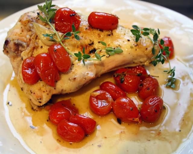 Quick Lemon Chicken with Garlic and Tomatoes
