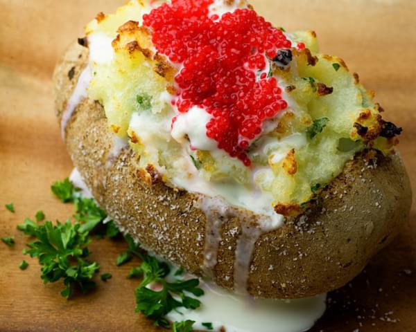 Baked Potatoes with Caviar